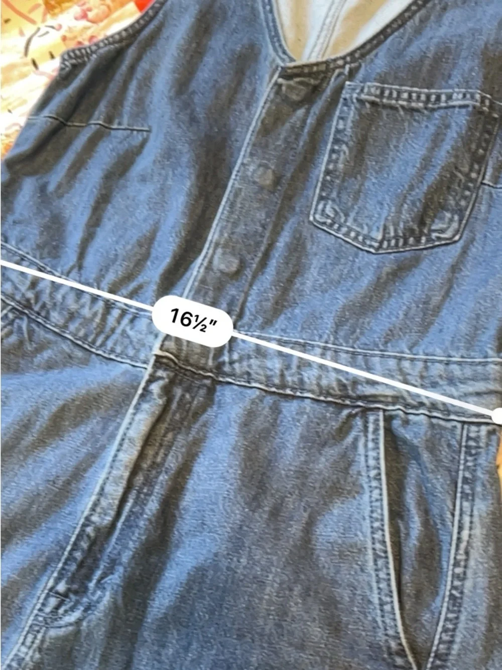 Curved Leg Denim Jumpsuit - Medium Wash 10 - Picture 9 of 11